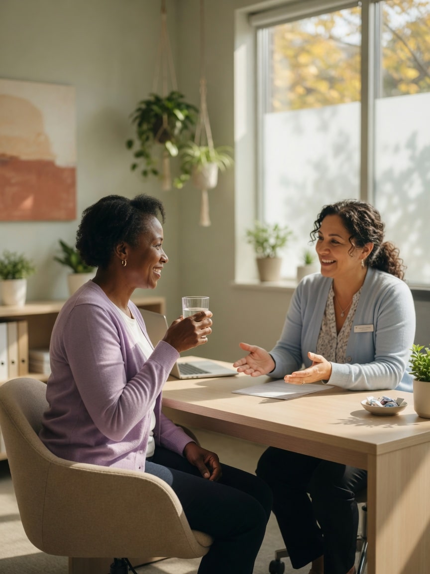 Clinician explaining acid reflux care options to a patient at IDCC Health in Brooklyn